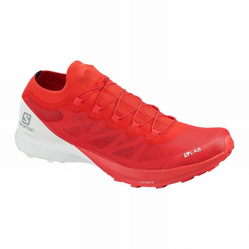 Salomon Israel S/LAB SENSE 8 - Mens Trail Running Shoes - Red/White (DQZF-61284)